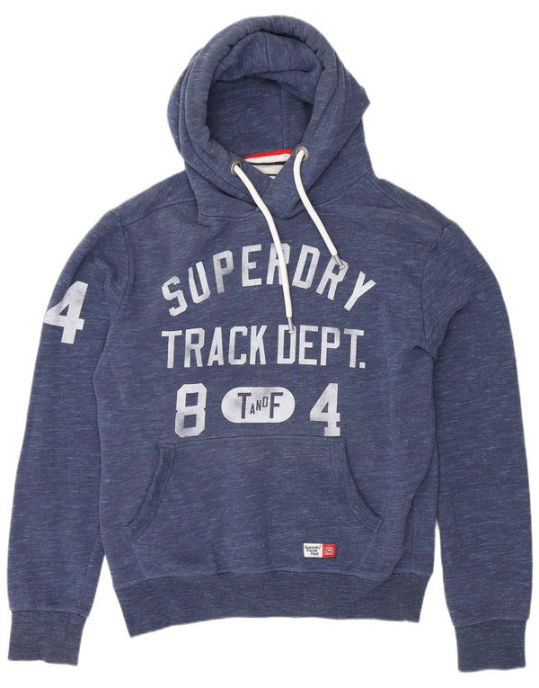 Superdry Herren-Pullover mit grafischem Kapuzenpullover, mittelmarineblau gesprenkelte Baumwolle