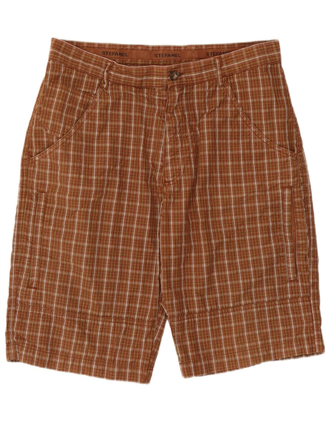 Stefanel Herren Cargoshorts IT 46 Small W30 Braun kariert