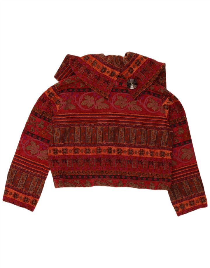 SHE'S CRAZY Damen Crop Oversized Blazer Jacke US 2 XS Burgundy Floral