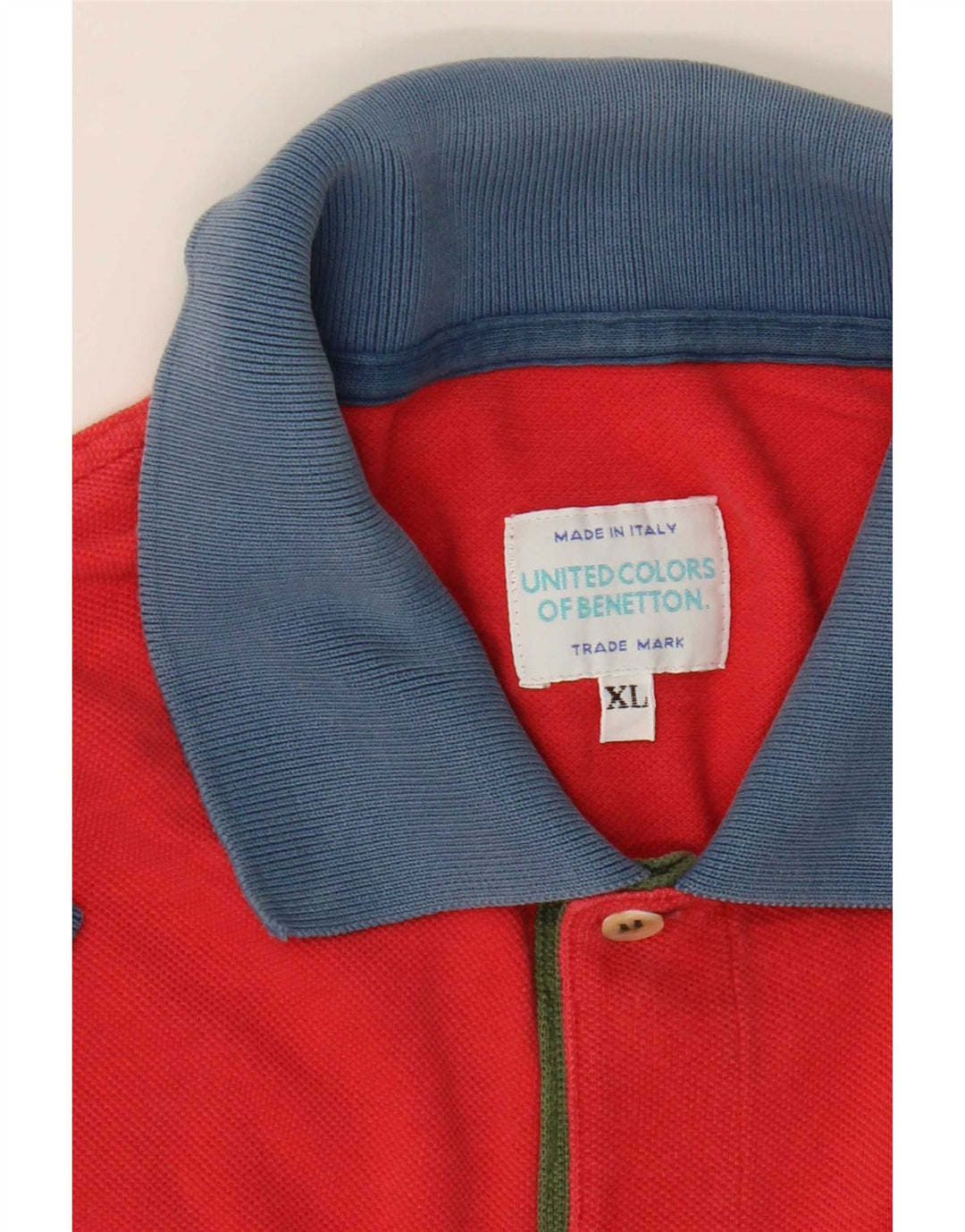 Benetton Herren Poloshirt XL Rot Colourblock
