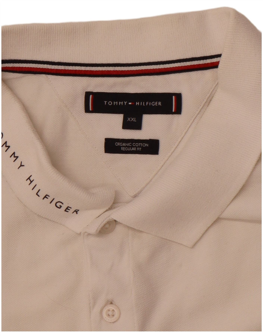 TOMMY HILFIGER Herren-Poloshirt mit normaler Passform, 2XL, weiße Farbblock-Baumwolle