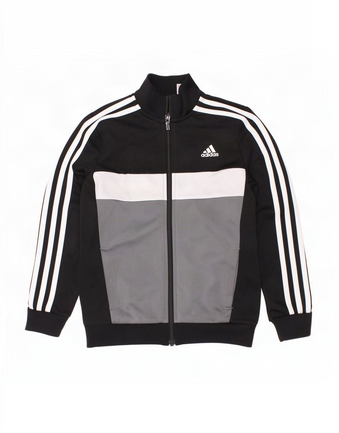 Adidas Jungen-Trainingsanzug-Top-Jacke, 7–8 Jahre, schwarzes Colourblock-Polyester