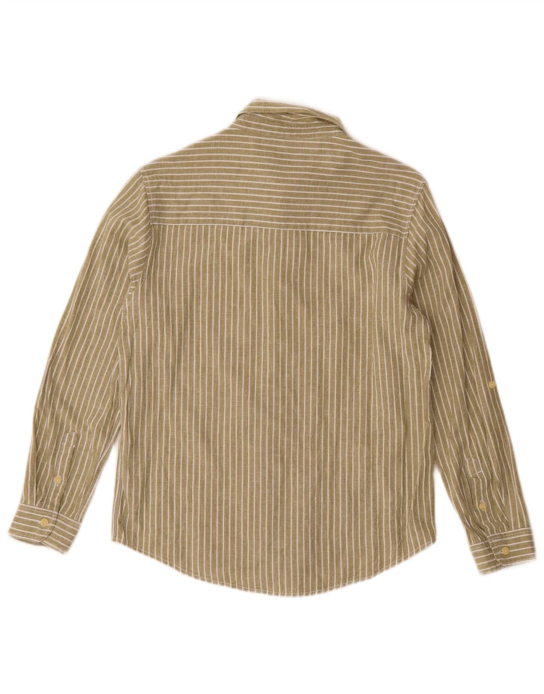 Zara Hemd für Jungen, 11–12 Jahre, Khaki, Nadelstreifen, Baumwolle