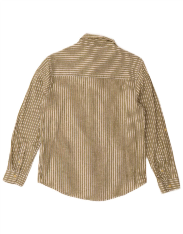 Zara Hemd für Jungen, 11–12 Jahre, Khaki, Nadelstreifen, Baumwolle