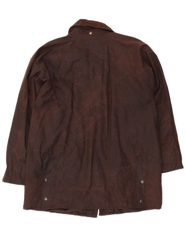 Oxford Herren-Jacke aus gewachster Baumwolle mit lockerer Passform, UK 36, Größe S, Braun