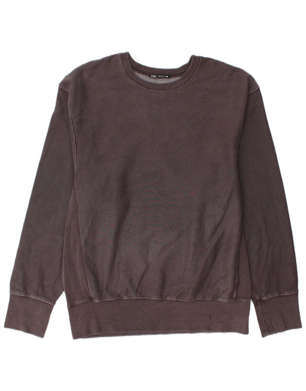 Zara Herren-Sweatshirt-Pullover aus mittelgrauer Baumwolle