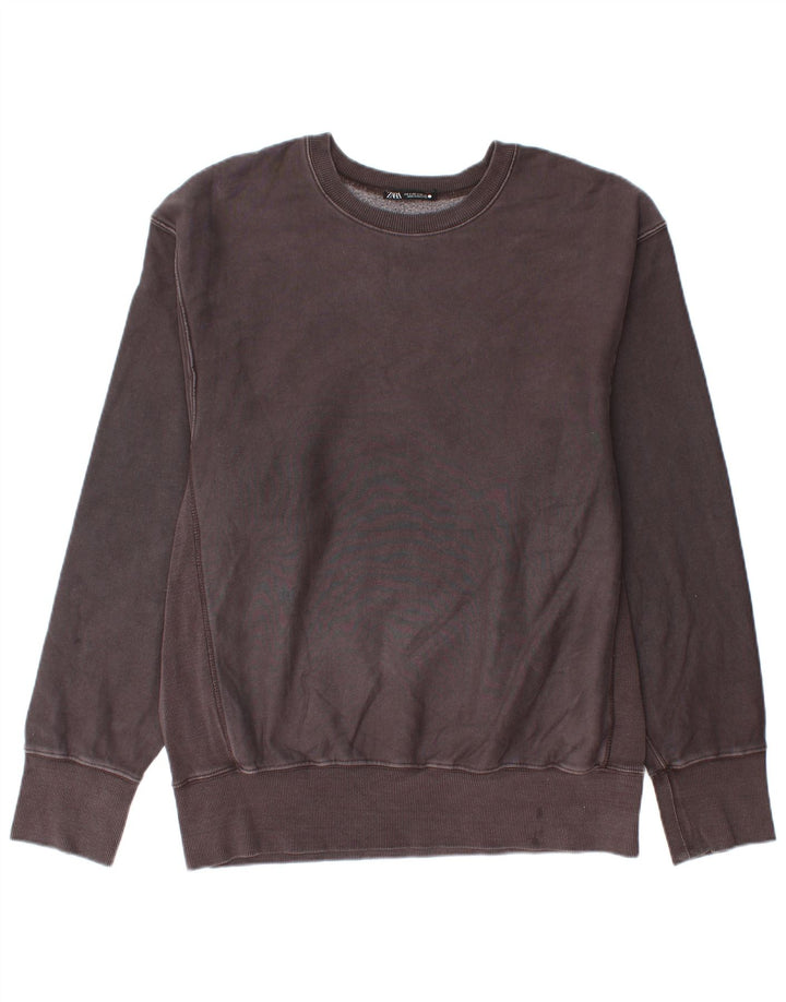 Zara Herren-Sweatshirt-Pullover aus mittelgrauer Baumwolle