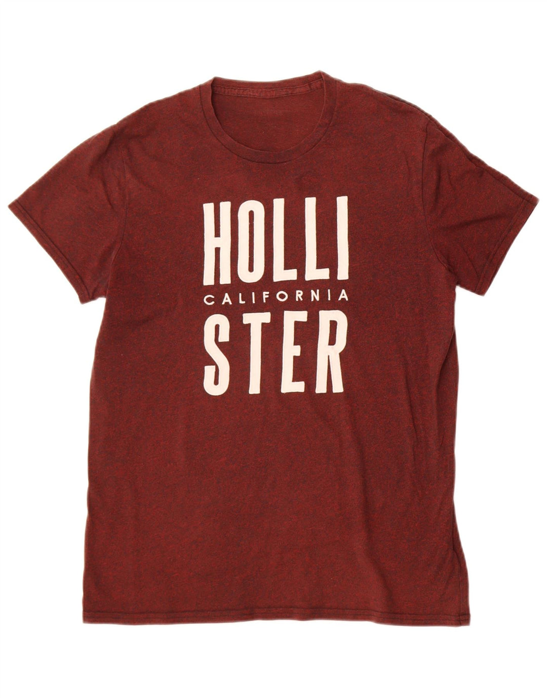 Hollister Herren-T-Shirt mit grafischem Muster, mittlere kastanienbraune gefleckte Baumwolle