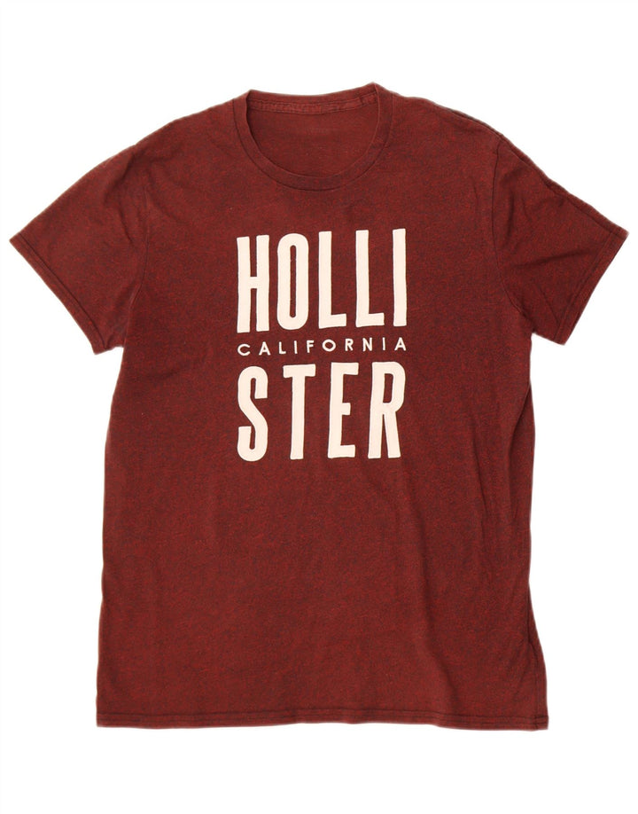 Hollister Herren-T-Shirt mit grafischem Muster, mittlere kastanienbraune gefleckte Baumwolle