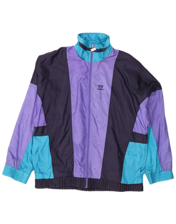 Leopard Herren-Trainingsanzug-Oberteil, große, mehrfarbige Colourblock-Nylonjacke