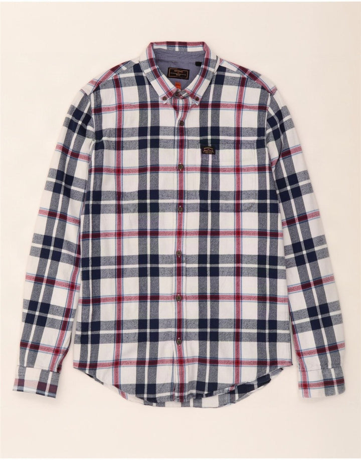 Superdry Herren-Flanellhemd, groß, marineblau, kariert, Baumwolle