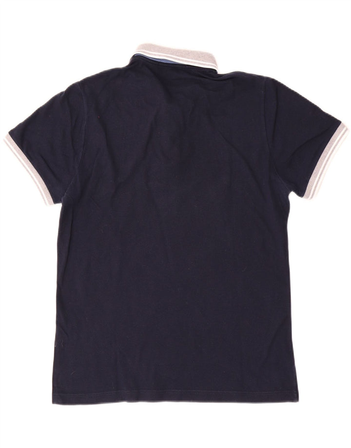 Fred Perry Herren-Poloshirt aus mittelblauer, marineblauer Colourblock-Baumwolle