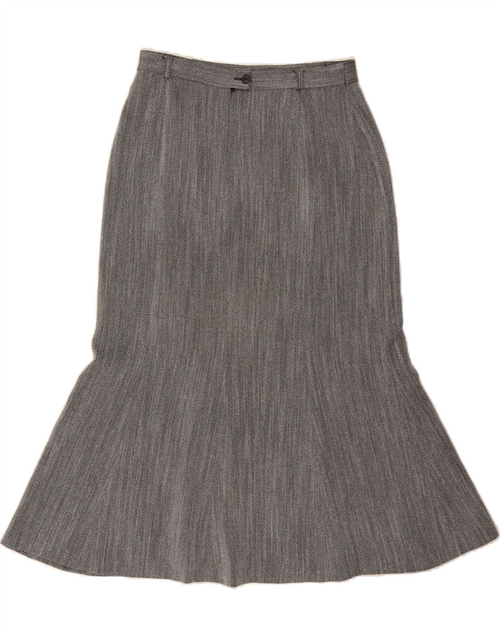 MARCONA Womens Trumpet Skirt UK 12 Medium W30 Grey Herringbone Polyester Vintage Marcona and Second-Hand Marcona from Messina Hembry 