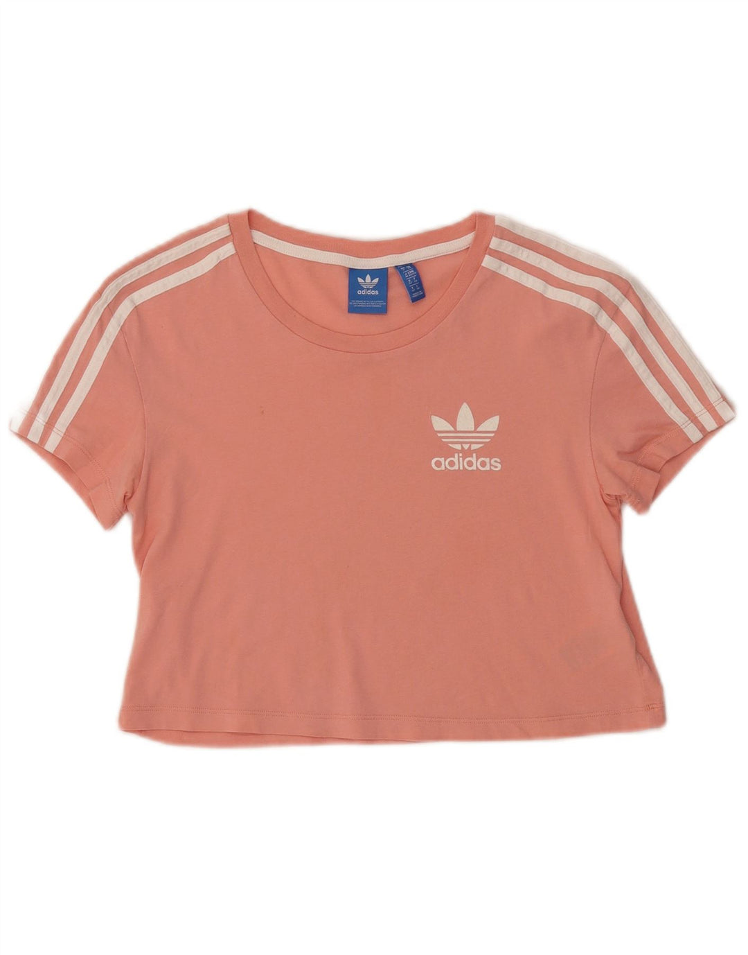 ADIDAS Damen Übergroßes Crop T-Shirt Top UK 6 XS Rosa Baumwolle