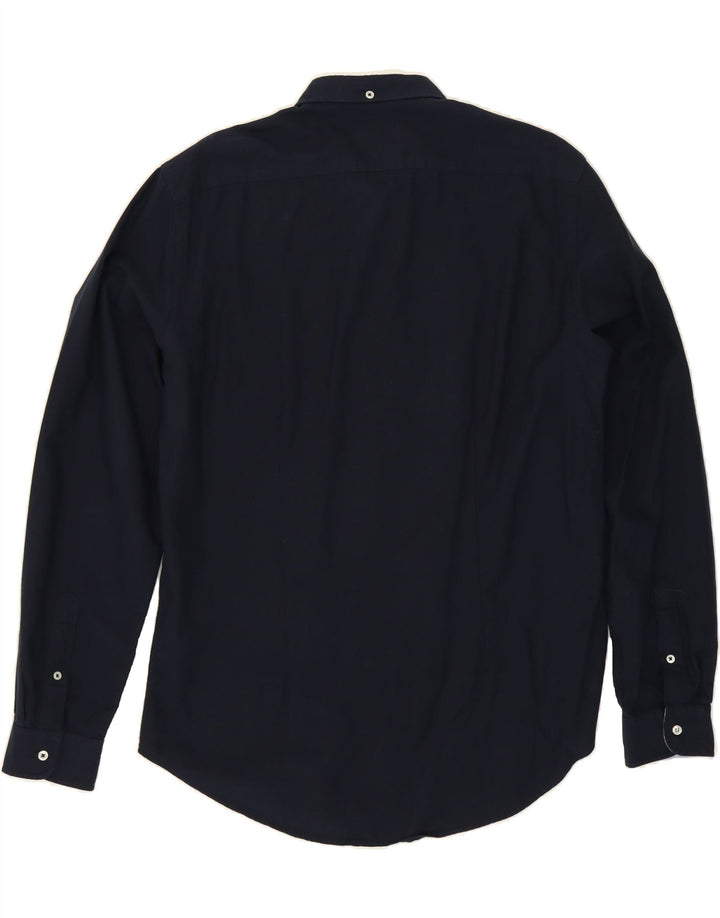 ZARA Mens Slim Fit Shirt Medium Navy Blue Cotton Vintage Zara and Second-Hand Zara from Messina Hembry 