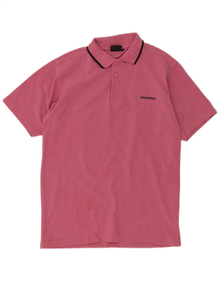 Diadora Herren-Poloshirt, klein, rosa gestreift, Polyester