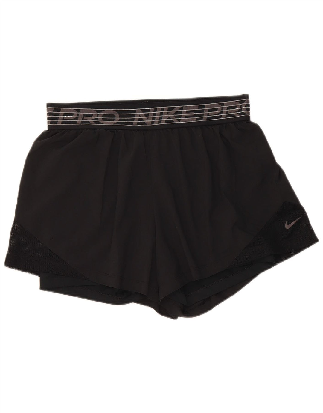 Nike Damen Dri Fit Graphic Sport Shorts UK 12 Medium Schwarz Polyester
