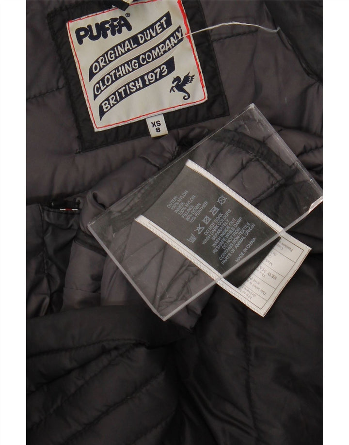 PUFFA Wattierte Damenjacke, Größe 8 XS, schwarzes Nylon