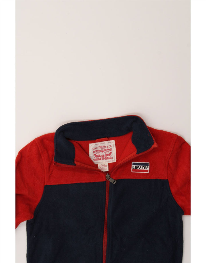 LEVI'S Boys Fleece Jacket 12-13 Years Large Navy Blue Colourblock Vintage Levi's and Second-Hand Levi's from Messina Hembry 