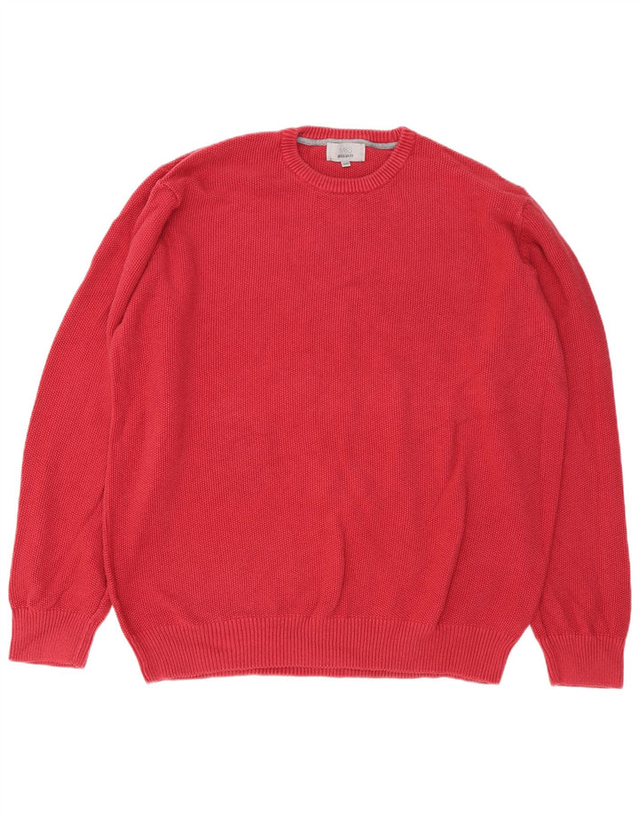 Marks & Spencer Herren-Pullover mit Rundhalsausschnitt, reguläre Passform, 2XL, rote Baumwolle