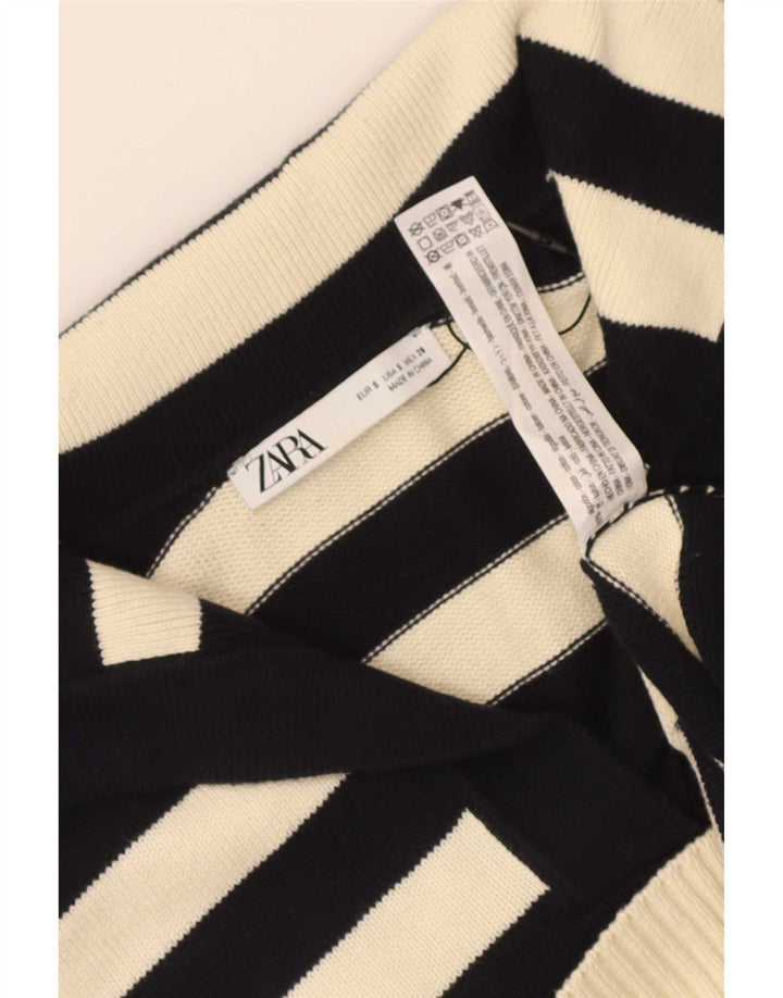 Zara Damen-Pullover mit Rollkragen, übergroß, Gr. 10, Größe S, Schwarz, gestreift