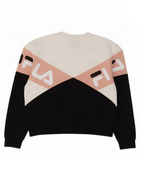 Fila Damen Grafik-Sweatshirt-Pullover UK 14 Large Mehrfarbiger Farbblock
