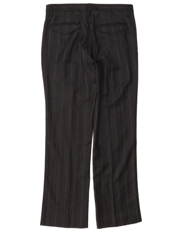 Gerade Damen-Anzughose von Sisley, IT 48, XL, B36, L31, schwarze Nadelstreifenwolle
