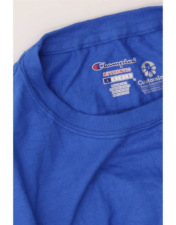 Champion Herren T-Shirt mit Grafik, Größe L, Blau