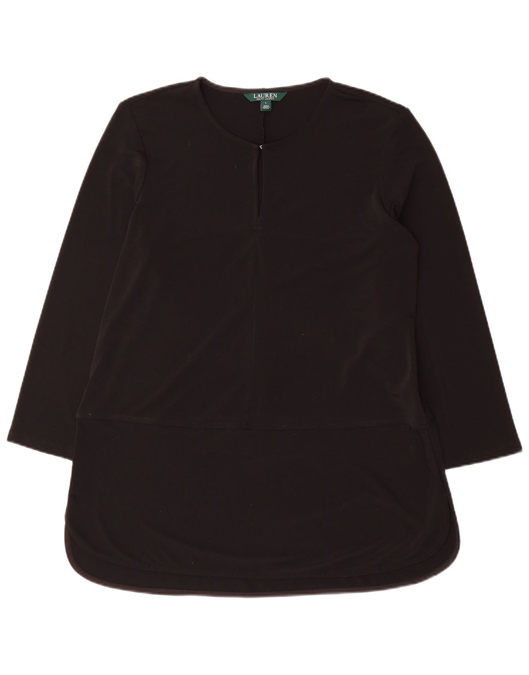 Ralph Lauren Damen-Tunika-Oberteil mit 3/4-Ärmeln, UK-Größe 40, Größe L, Schwarz, Polyester
