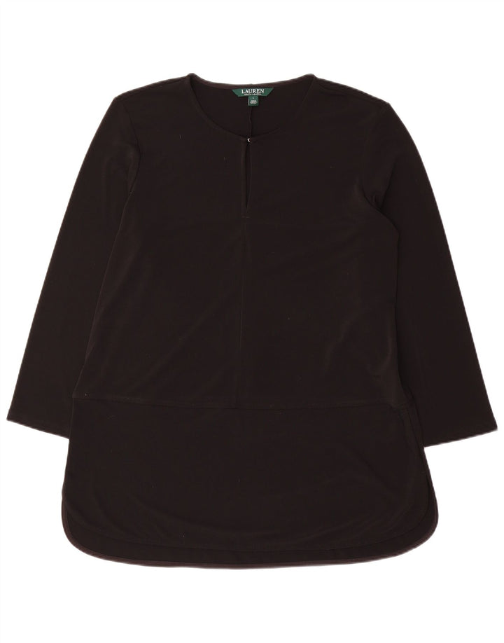 Ralph Lauren Damen-Tunika-Oberteil mit 3/4-Ärmeln, UK-Größe 40, Größe L, Schwarz, Polyester