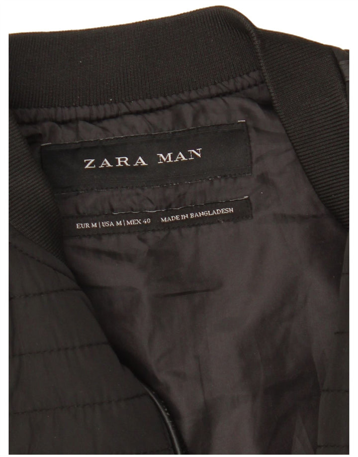 Zara Herren Steppweste UK 38 Medium Schwarz Polyester