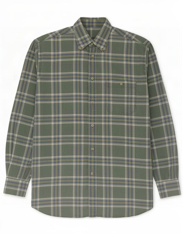 Amerigo Vespucci Herren Flanellhemd Größe 41 Large Green Plaid Classic