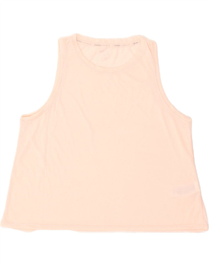 CALVIN KLEIN Womens Crop See Through Vest Top UK 14 Medium Pink Polyester | Vintage Calvin Klein | Thrift | Second-Hand Calvin Klein | Used Clothing | Messina Hembry 