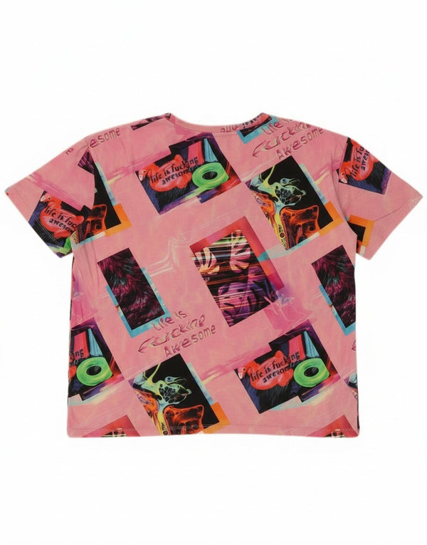 Desigual Damen Übergroßes Grafik-T-Shirt-Oberteil UK 10 Small Pink