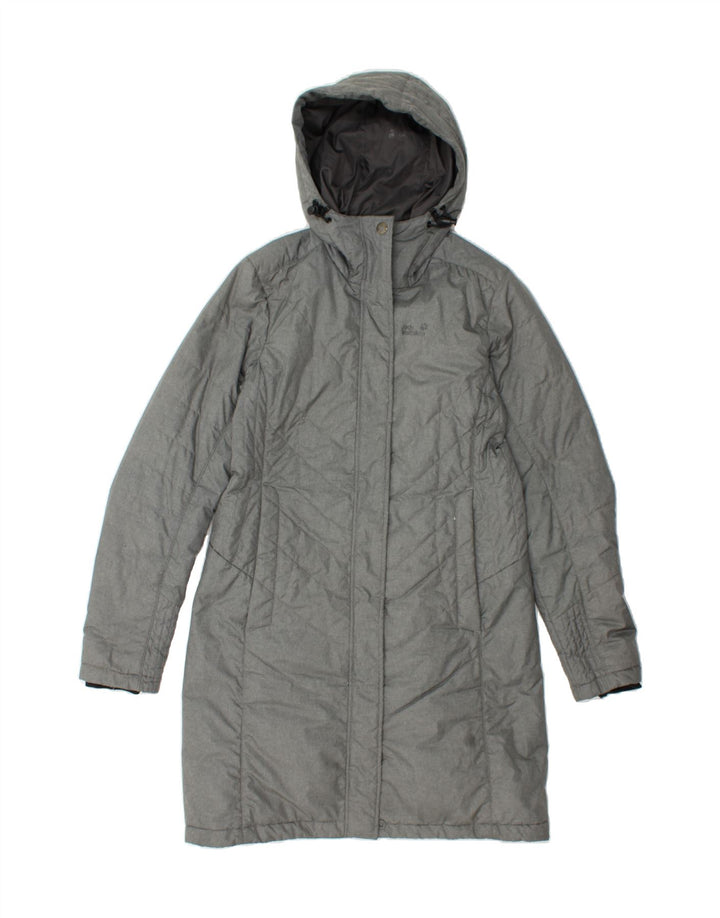 JACK WOLFSKIN Womens Hooded Padded Coat UK 10 Small Grey Polyester Vintage Jack Wolfskin and Second-Hand Jack Wolfskin from Messina Hembry 