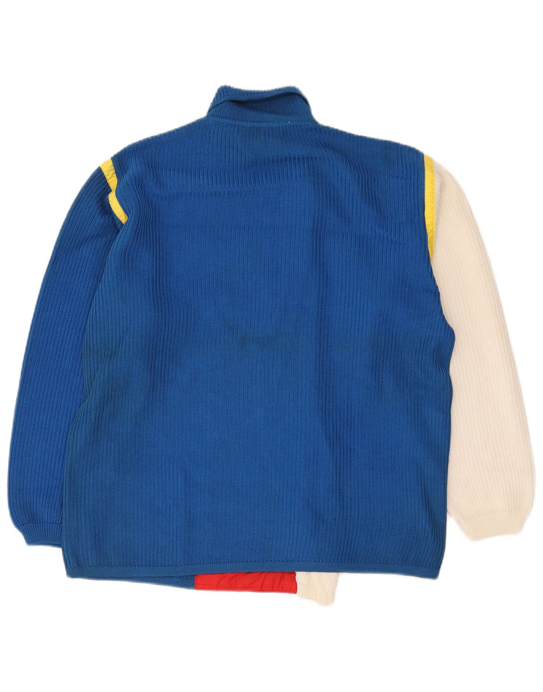 Vintage Herren-Cardigan-Pullover, groß, blau, Colourblock-Baumwolle
