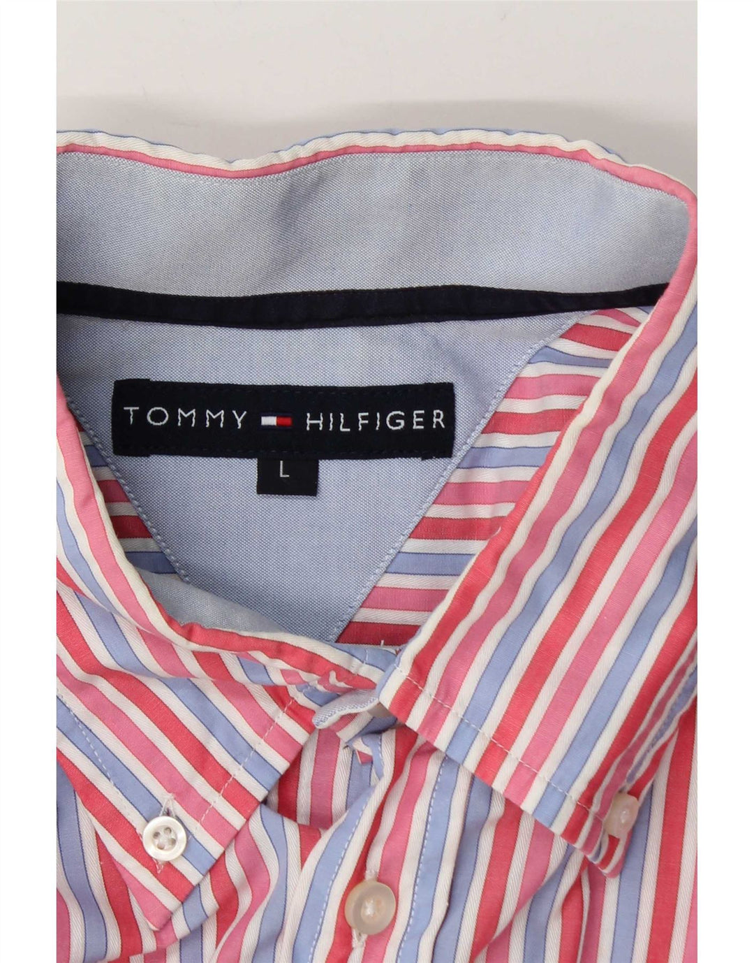 Tommy Hilfiger Herren-Kurzarmhemd, groß, roter Nadelstreifen