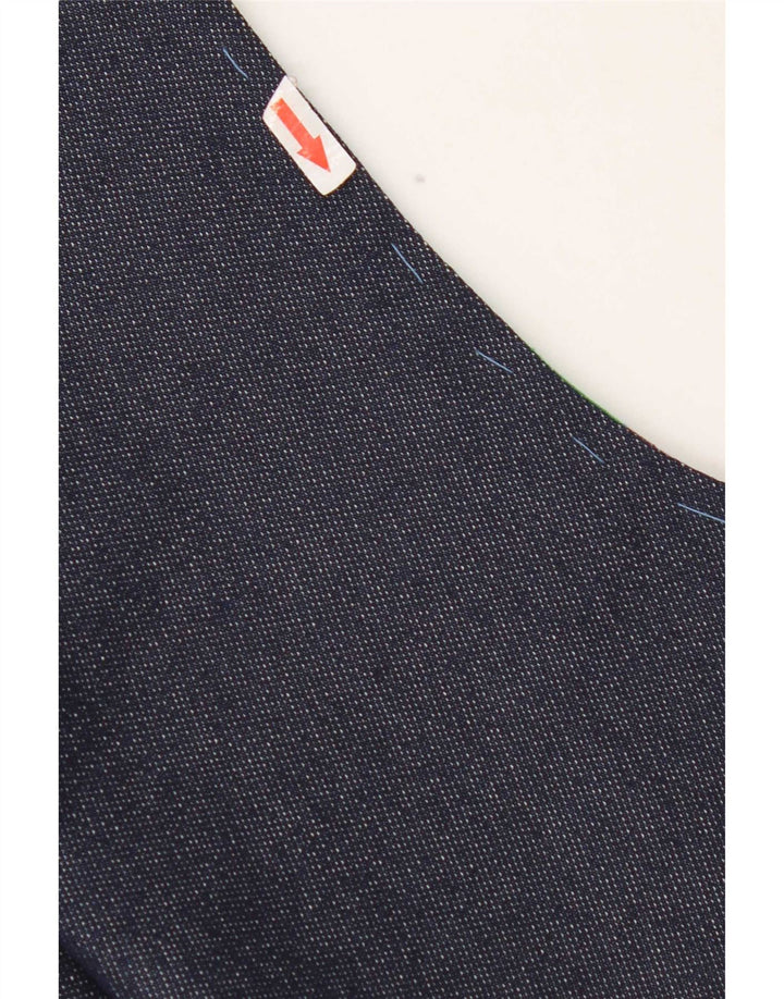 Vintage Damen Denim OPEN Weste UK 10 Kleines mehrfarbiges Patchwork