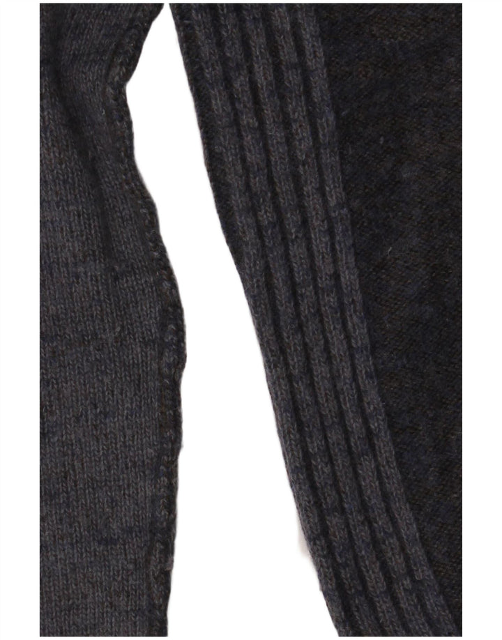 Zara Herren-Pullover mit Rundhalsausschnitt, mittelgraue Colourblock-Wolle