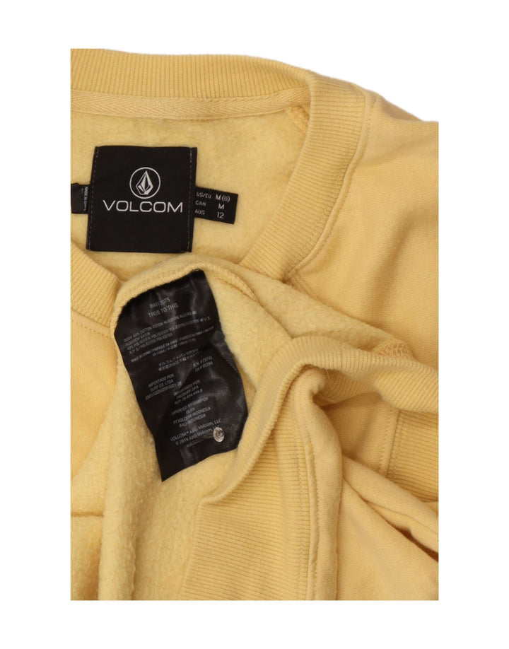 VOLCOM Damen Grafik-Sweatshirt-Pullover UK 14 Mittelgelbe Baumwolle