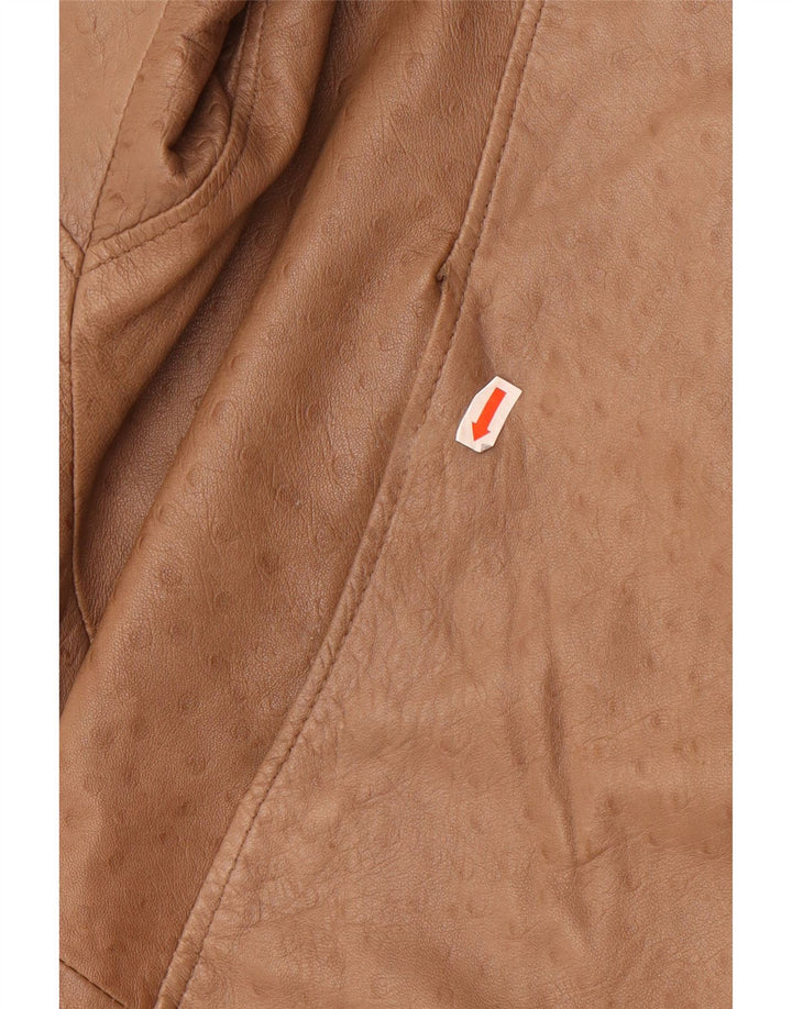 Vintage Damen Übergroßer Ledermantel EU 40 Mittelbeiges Leder