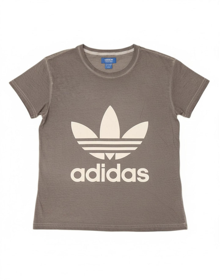 ADIDAS Womens Graphic T-Shirt Top UK 14 Large Grey