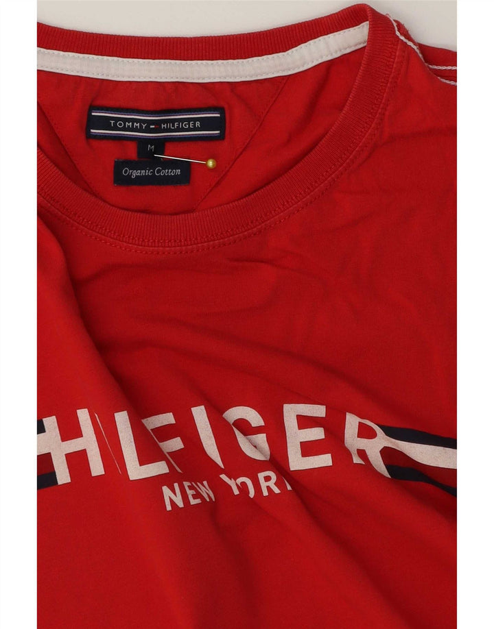 Tommy Hilfiger Herren-T-Shirt mit Grafik, mittelrote Baumwolle