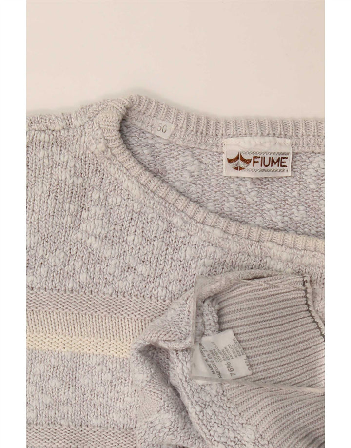 Fiume Herren-Pullover mit Rundhalsausschnitt, lockere Passform, IT 50, Mittelgrau meliert