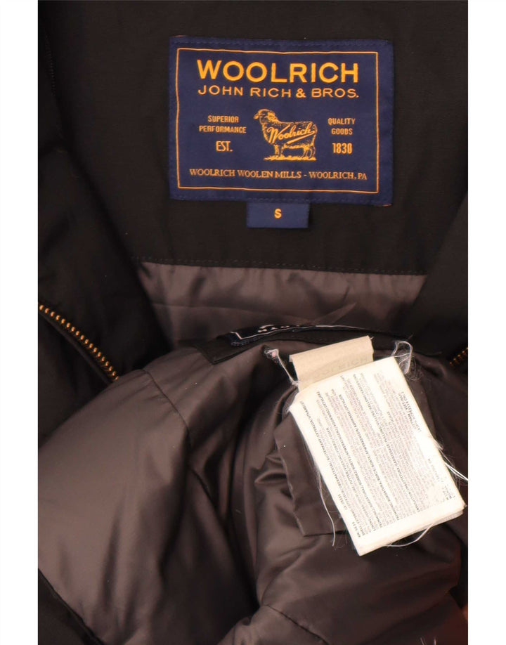 Woolrich Damen Wattierter Mantel UK 10 Small Schwarz Baumwolle