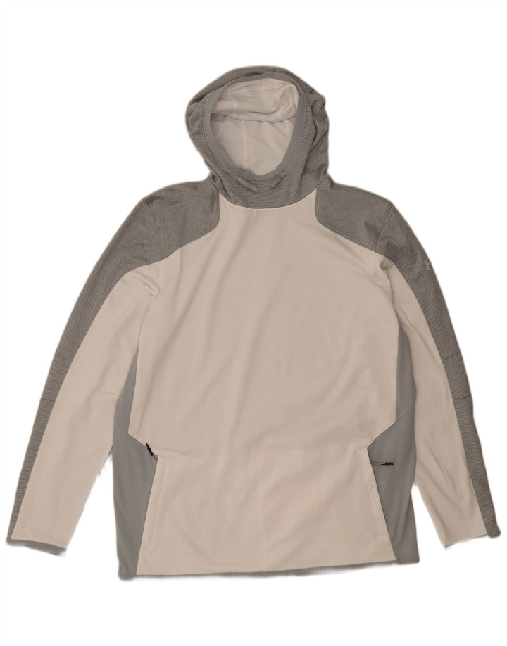 UNDER ARMOUR Mens Cold Gear Hoodie Jumper XL Grey Colourblock Polyester