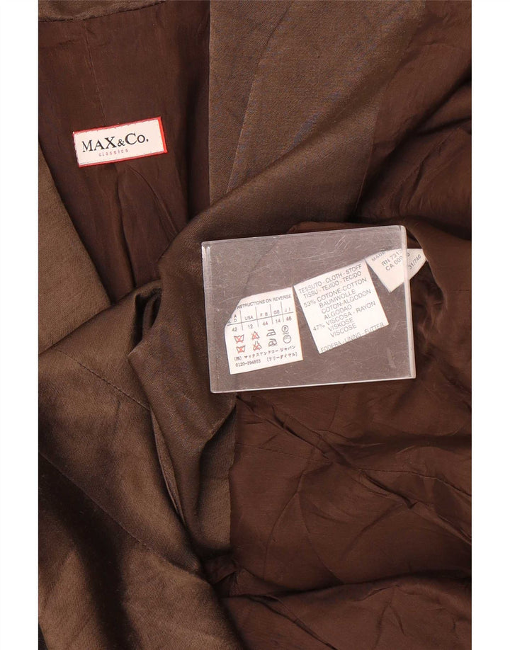 Max & Co. Damen Wickelblazer Jacke UK 14 Große braune Baumwolle