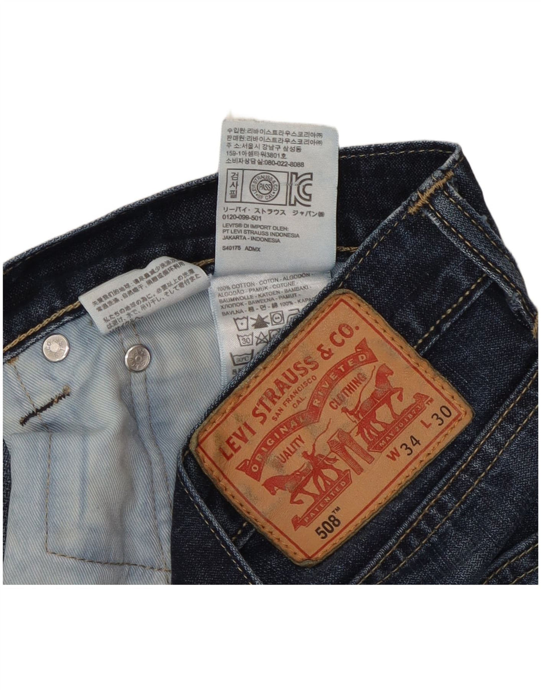 Levi's Herren 508 Regular Tapered Jeans W34 L30 Blaue Baumwolle