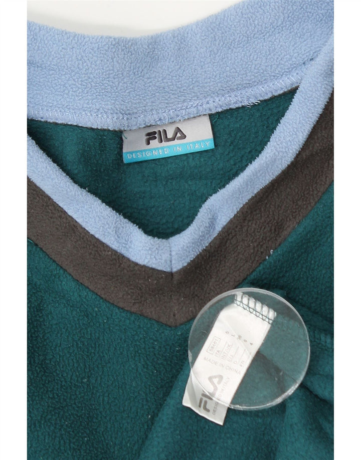 FILA Herren-Fleecepullover, groß, grünes Farbblock-Polyester