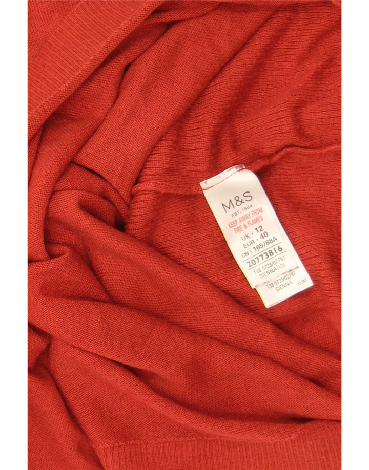 Marks & Spencer Damen Crop Pullover mit Rundhalsausschnitt, UK 12, Mittelrot
